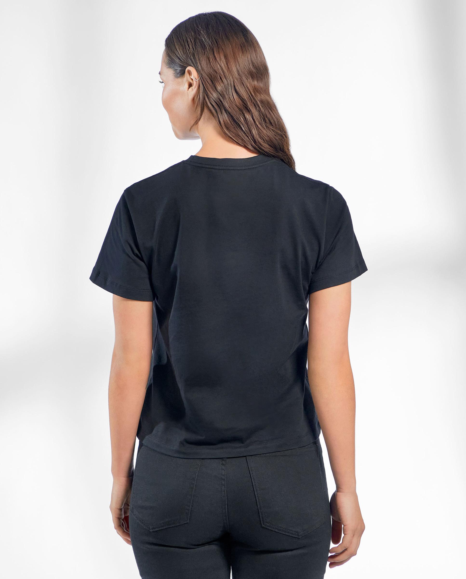 Camiseta de mujer de 100% algodón orgánico de manga corta y cuello redondo - Bread & Boxers - Negro Negro-3