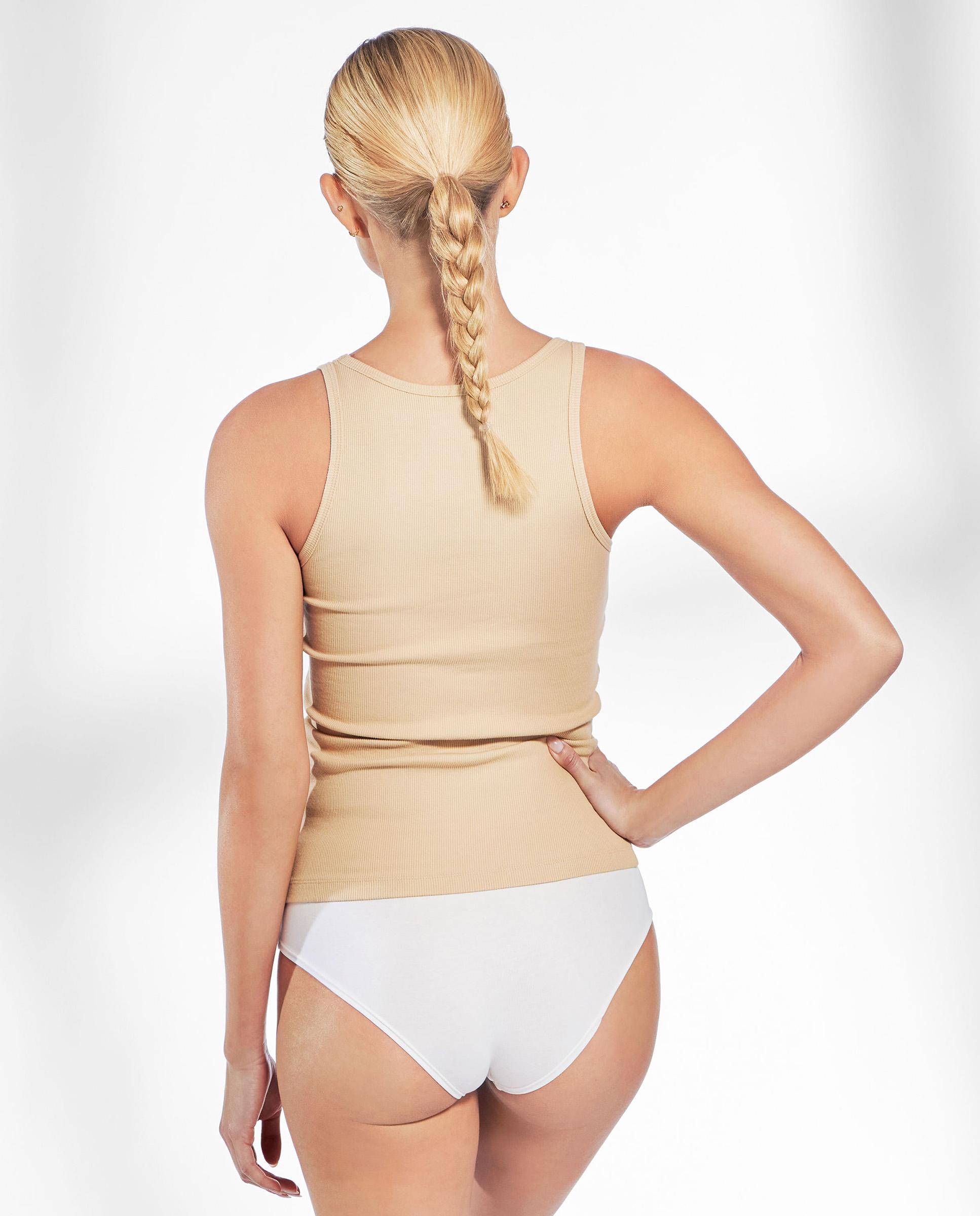 Camiseta interior de mujer acanalada sin mangas - Bread & Boxers - Beige Beige-3