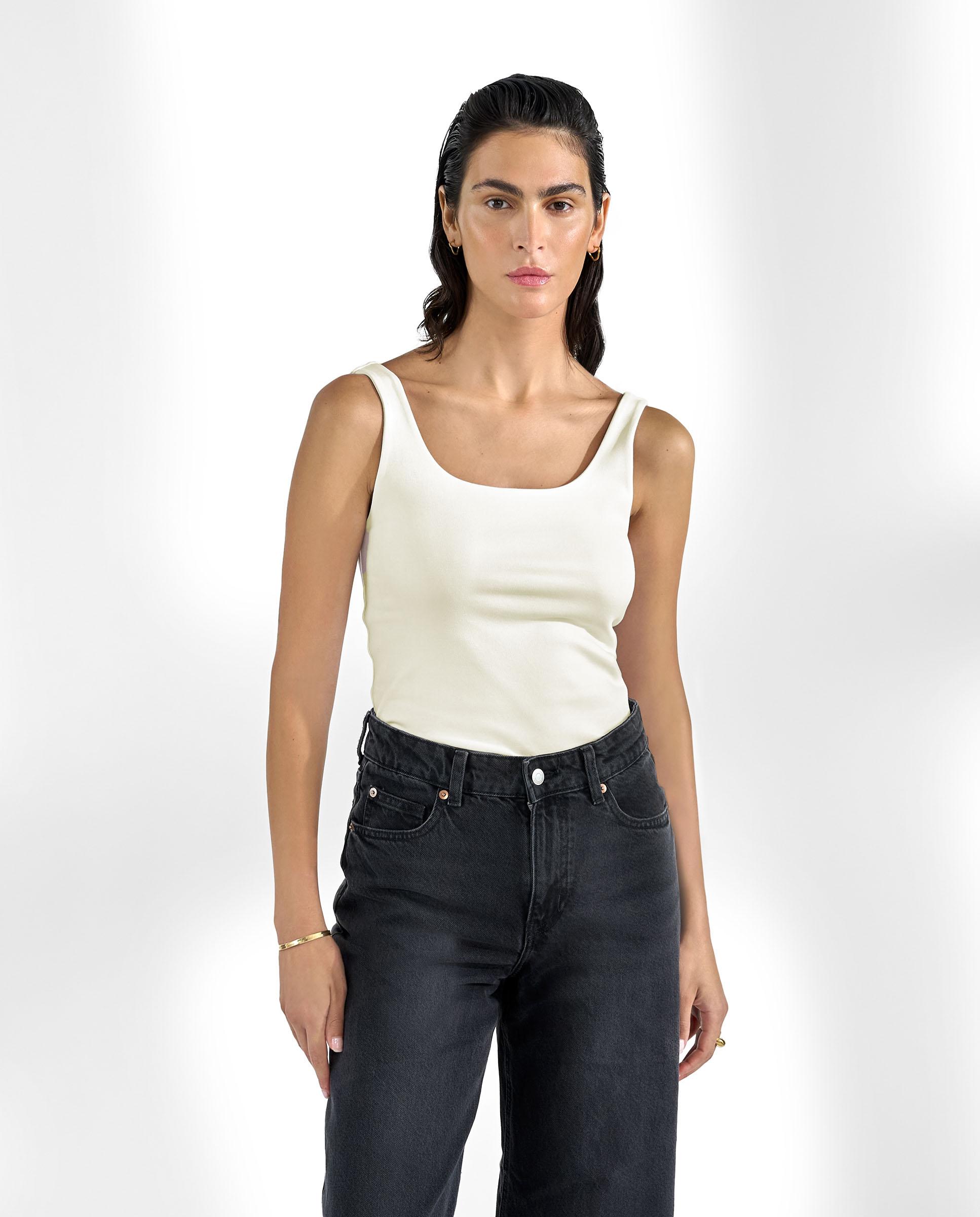 Camiseta interior básica de mujer de tirantes algodón orgánico - Bread & Boxers - Blanco Blanco-1
