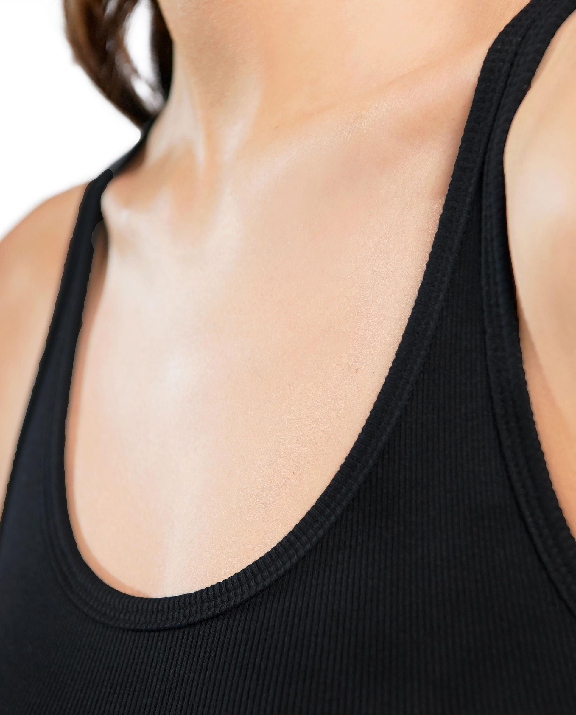 Camiseta interior de mujer acanalada sin mangas - Bread & Boxers - Negro Negro-4