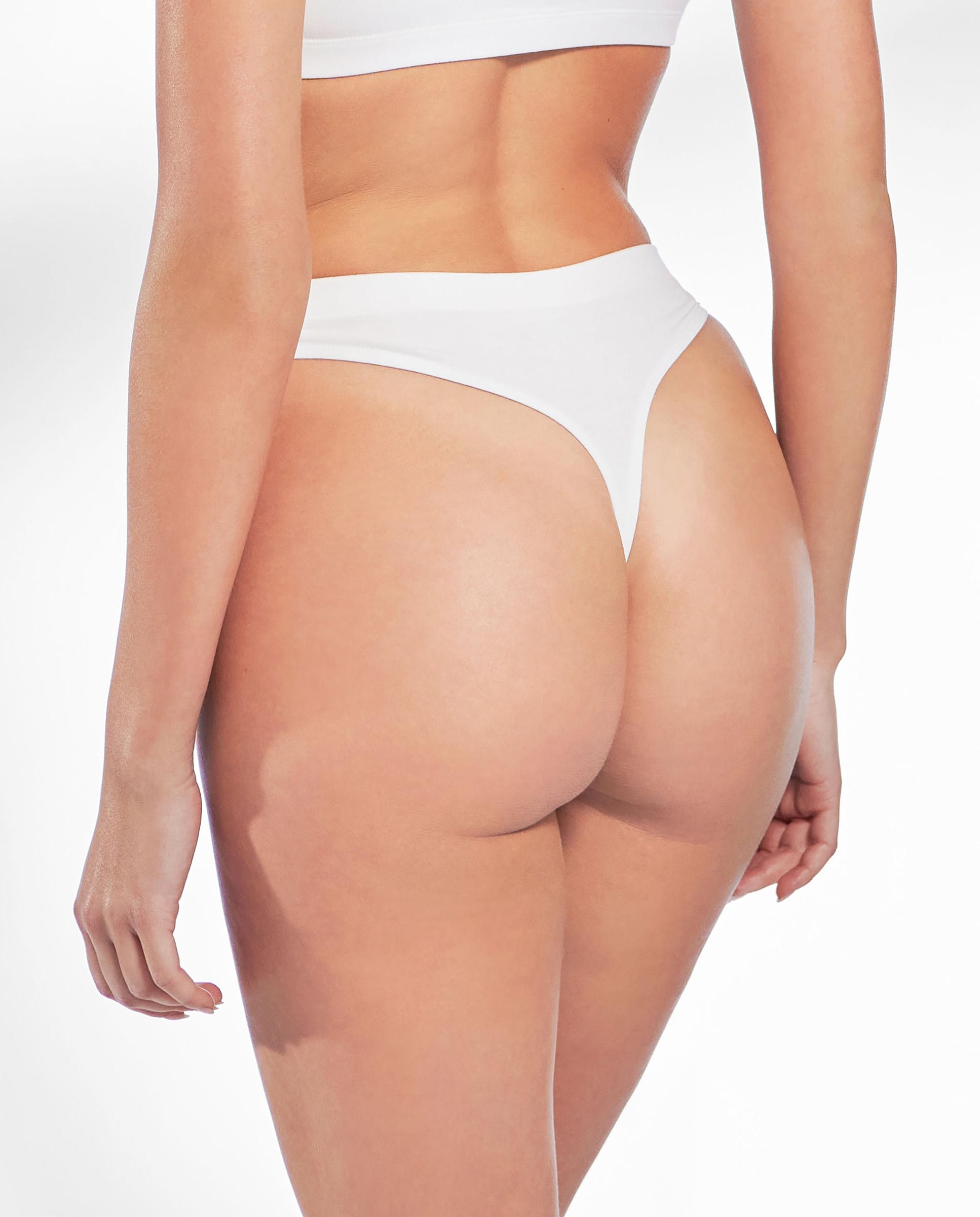 Tanga de algodón orgánico cintura alta y banda elástica en el interior - Bread & Boxers - Blanco Blanco-3