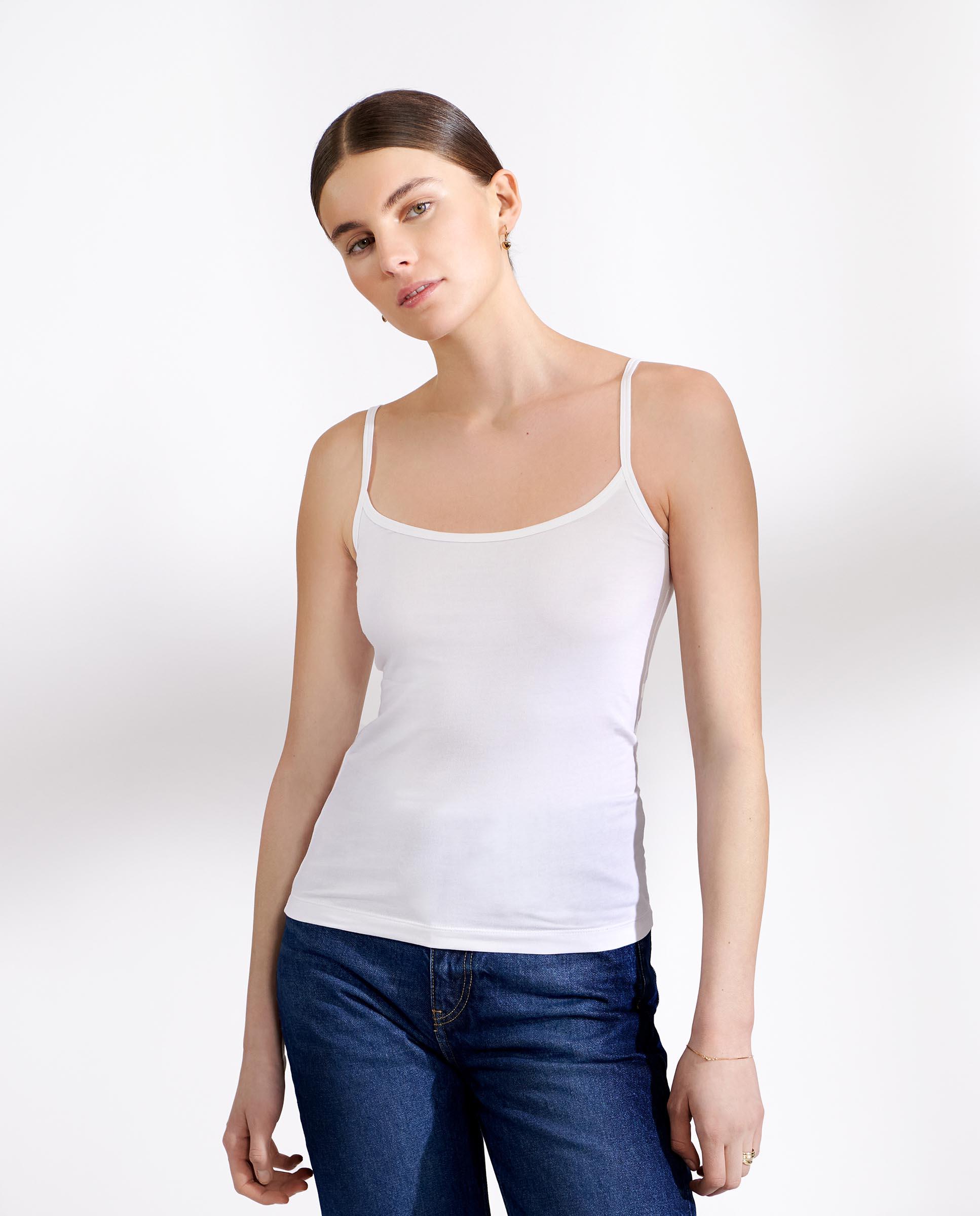 Camiseta de mujer de tirantes elásticos en blanco