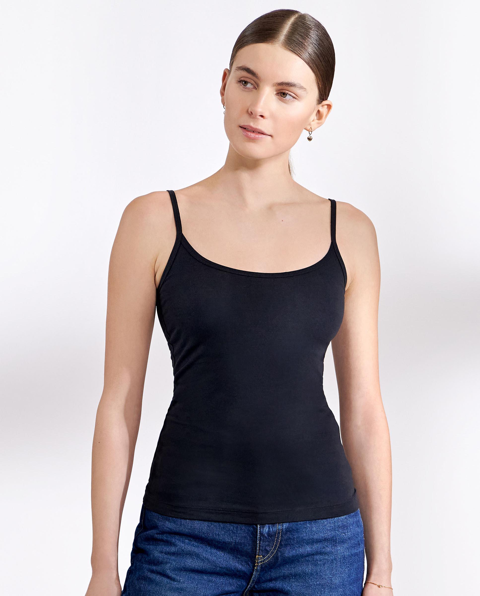 Camiseta interior de mujer de tirantes elástica - Bread & Boxers - Negro Negro-1