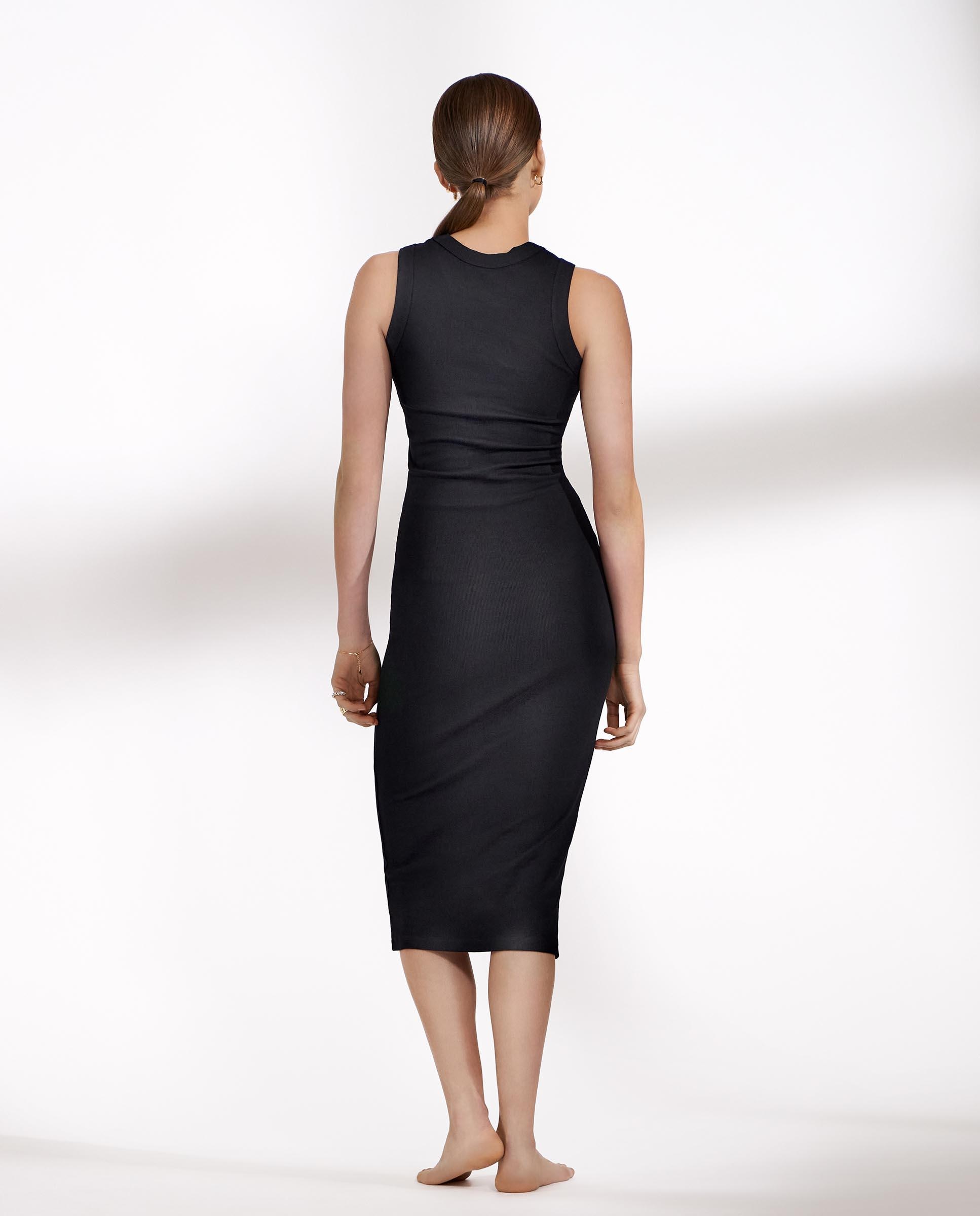 Vestido de mujer sin mangas de canalé - Bread & Boxers - Negro Negro-2