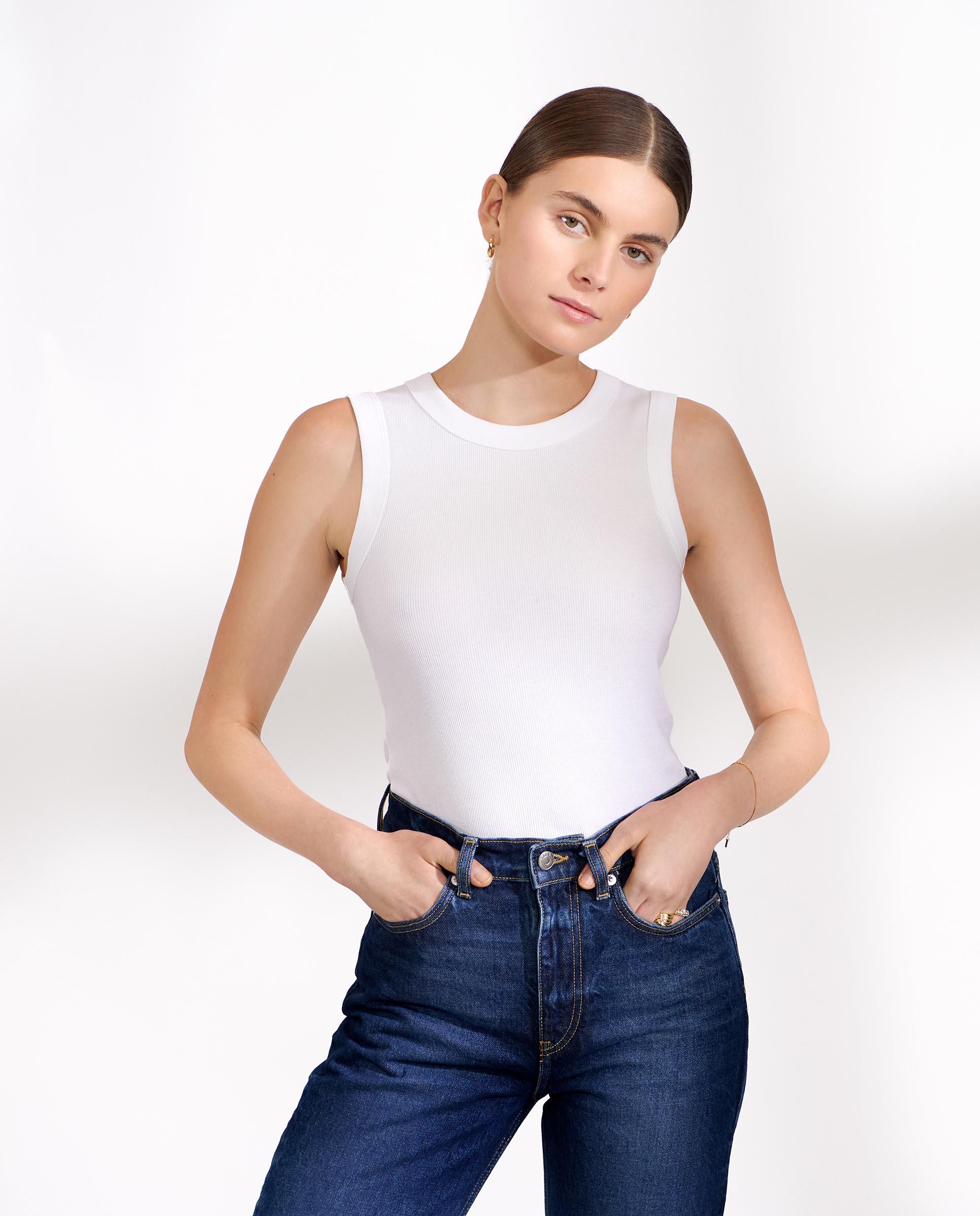 Camiseta de mujer de tirantes en algodón orgánico - Bread & Boxers - Blanco Blanco-1