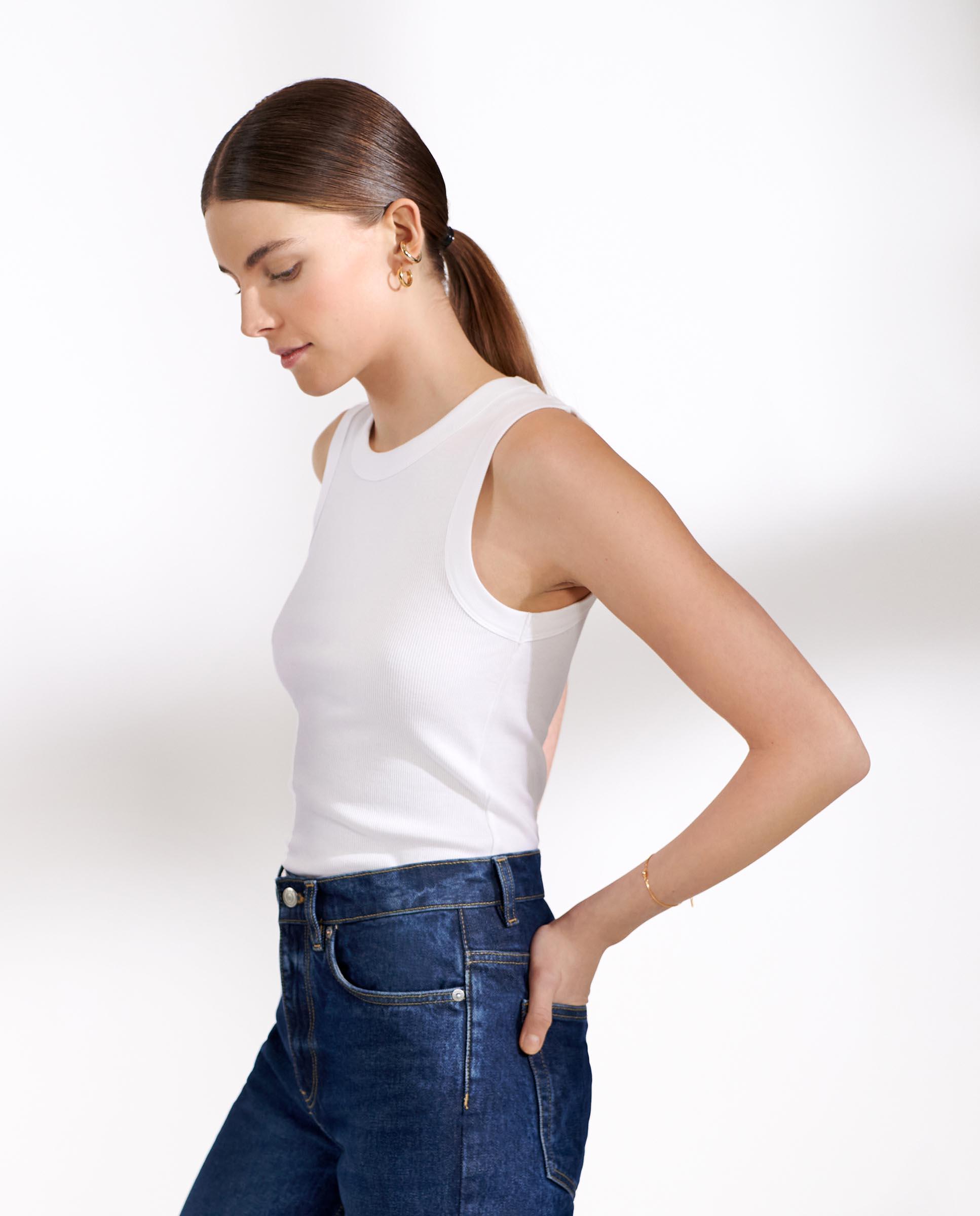 Camiseta de mujer de tirantes en algodón orgánico - Bread & Boxers - Blanco Blanco-3