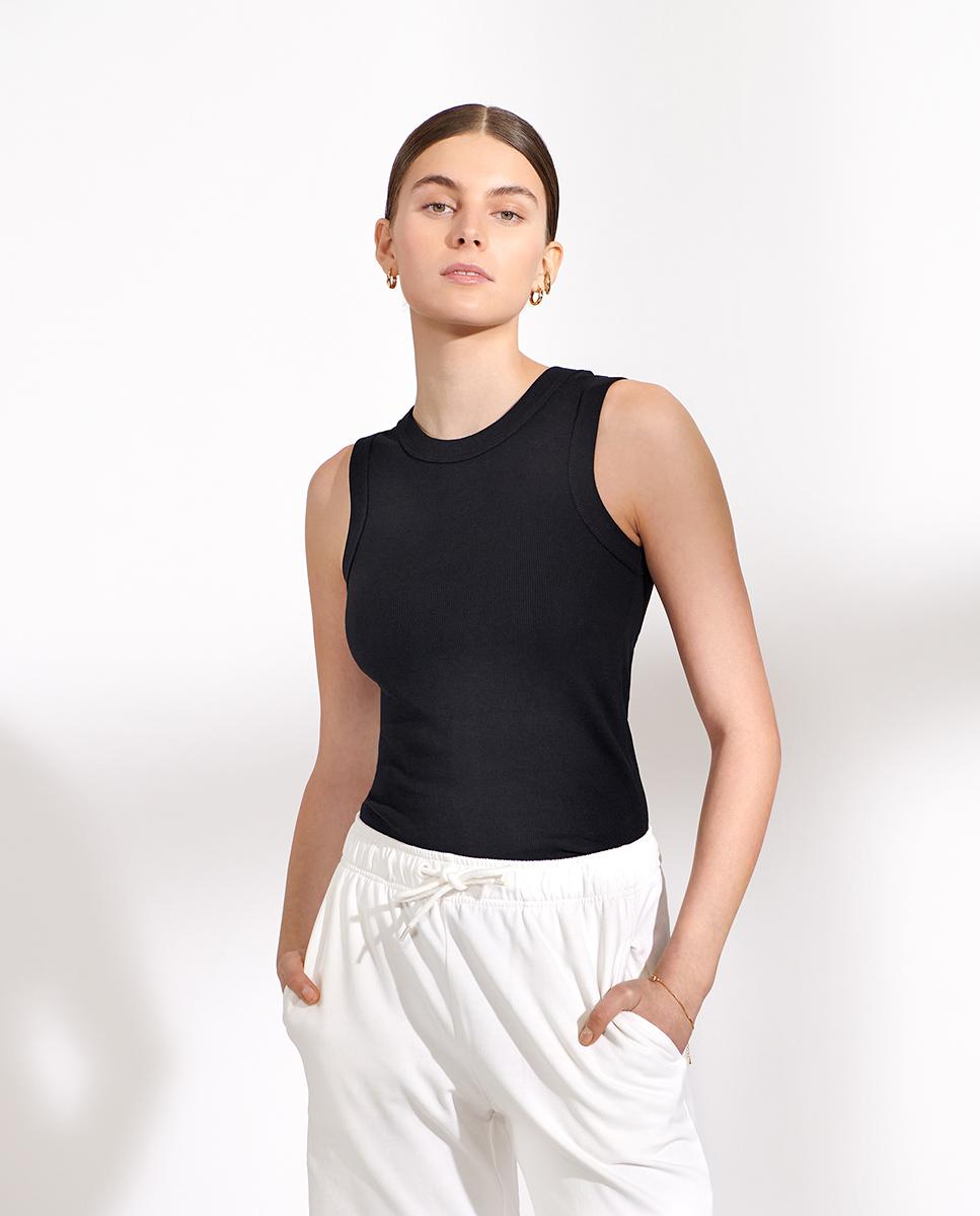 Imagen 0 de Camiseta de mujer de tirantes en algodón orgánico Negro