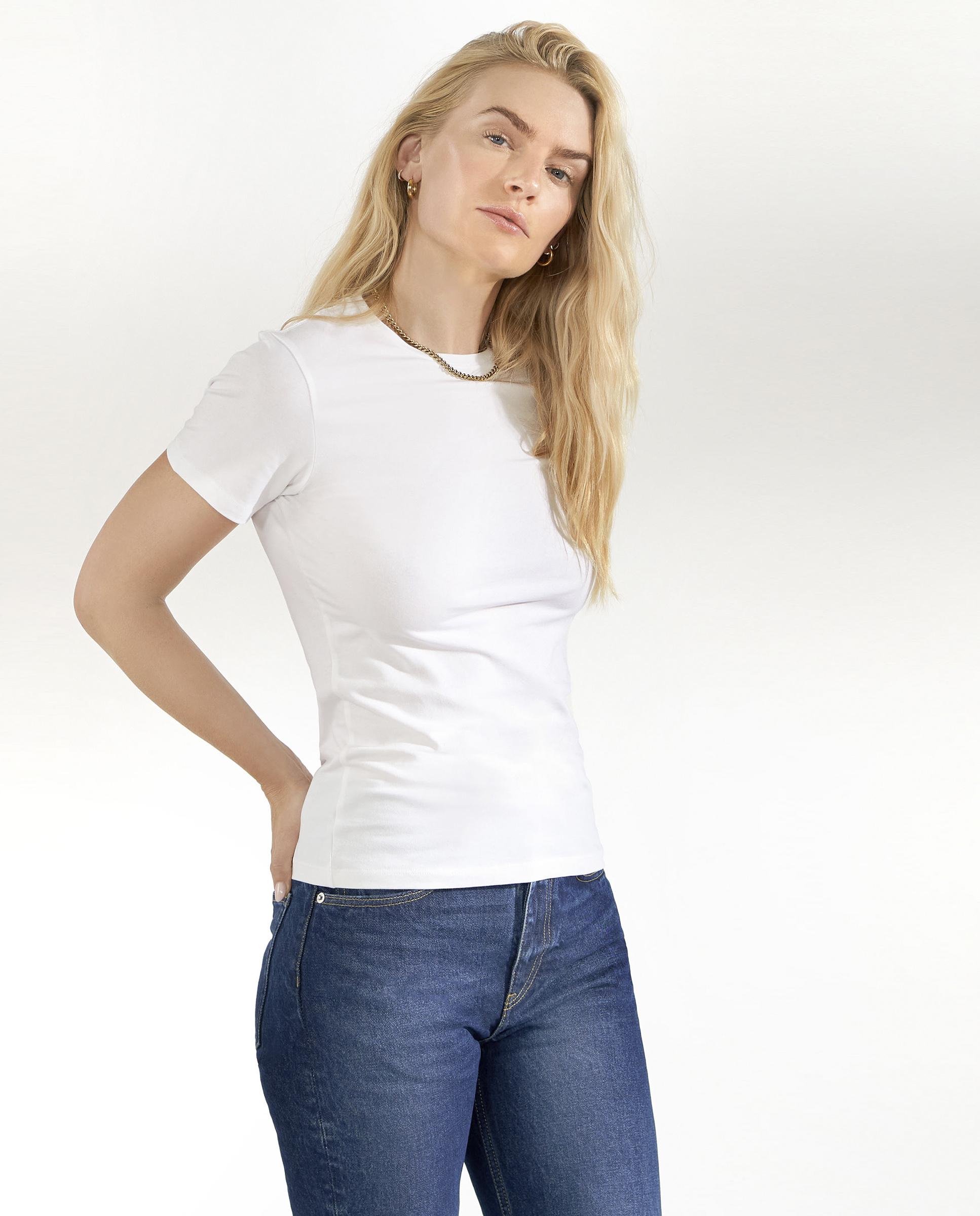 Imagen 3 de Camiseta interior básica de mujer de algodón orgánico de manga corta - Bread & Boxers - Blanco Blanco