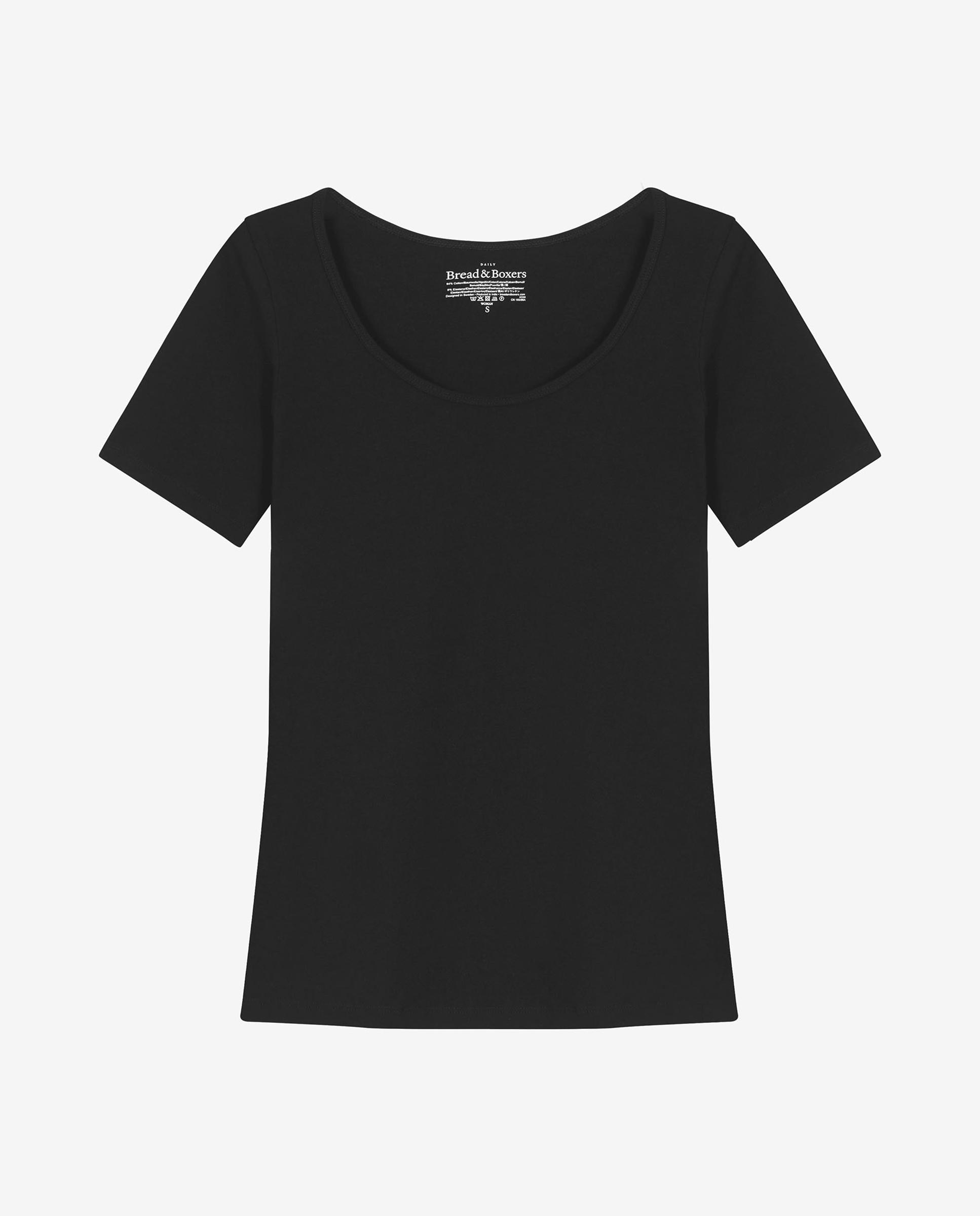 Camiseta de mujer ajustada de algodón orgánico - Bread & Boxers - Negro Negro-4