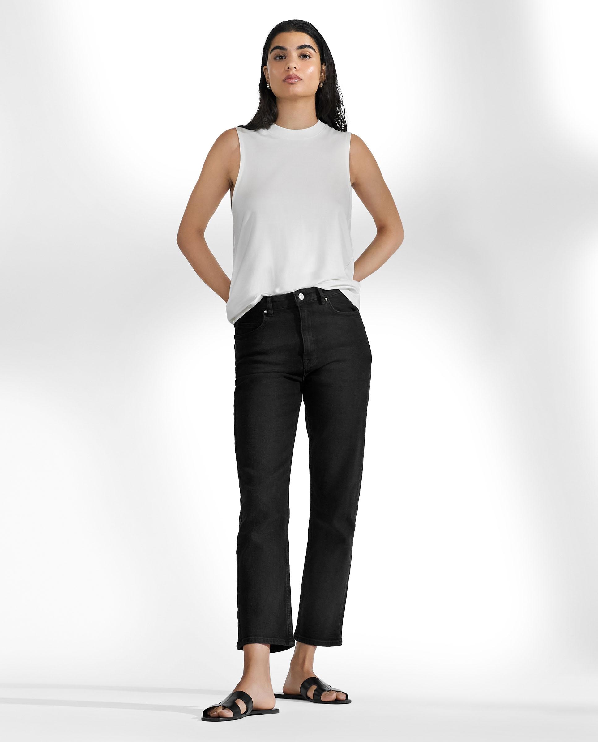 Camiseta interior básica de mujer elástica sin mangas - Bread & Boxers - Blanco Blanco-3