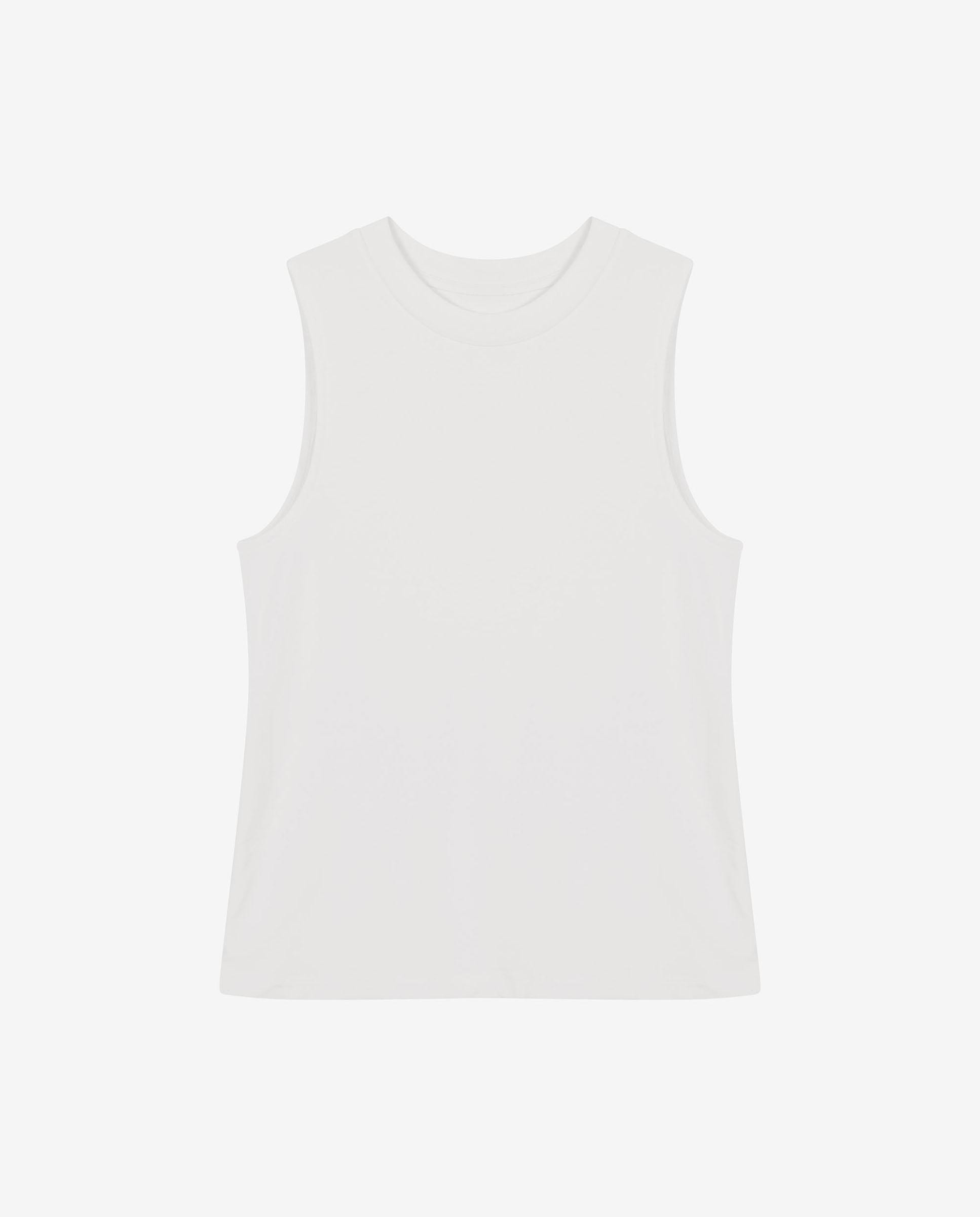 Camiseta interior básica de mujer elástica sin mangas - Bread & Boxers - Blanco Blanco-4