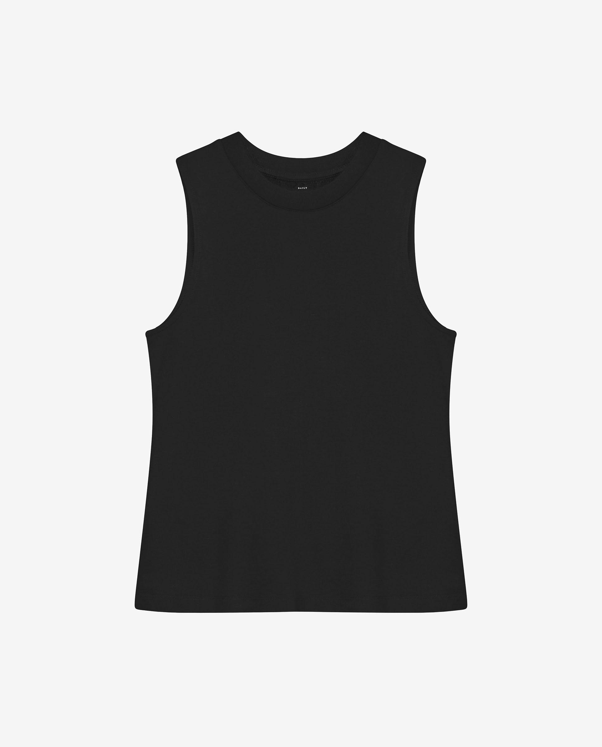 Camiseta interior básica de mujer elástica sin mangas - Bread & Boxers - Negro Negro-4