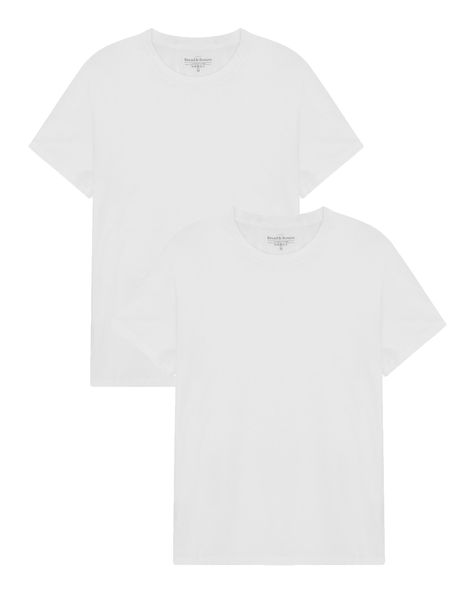 Pack 2 camisetas de hombre ligeras de manga corta y algodón orgánico - Bread & Boxers - Blanco Blanco-1