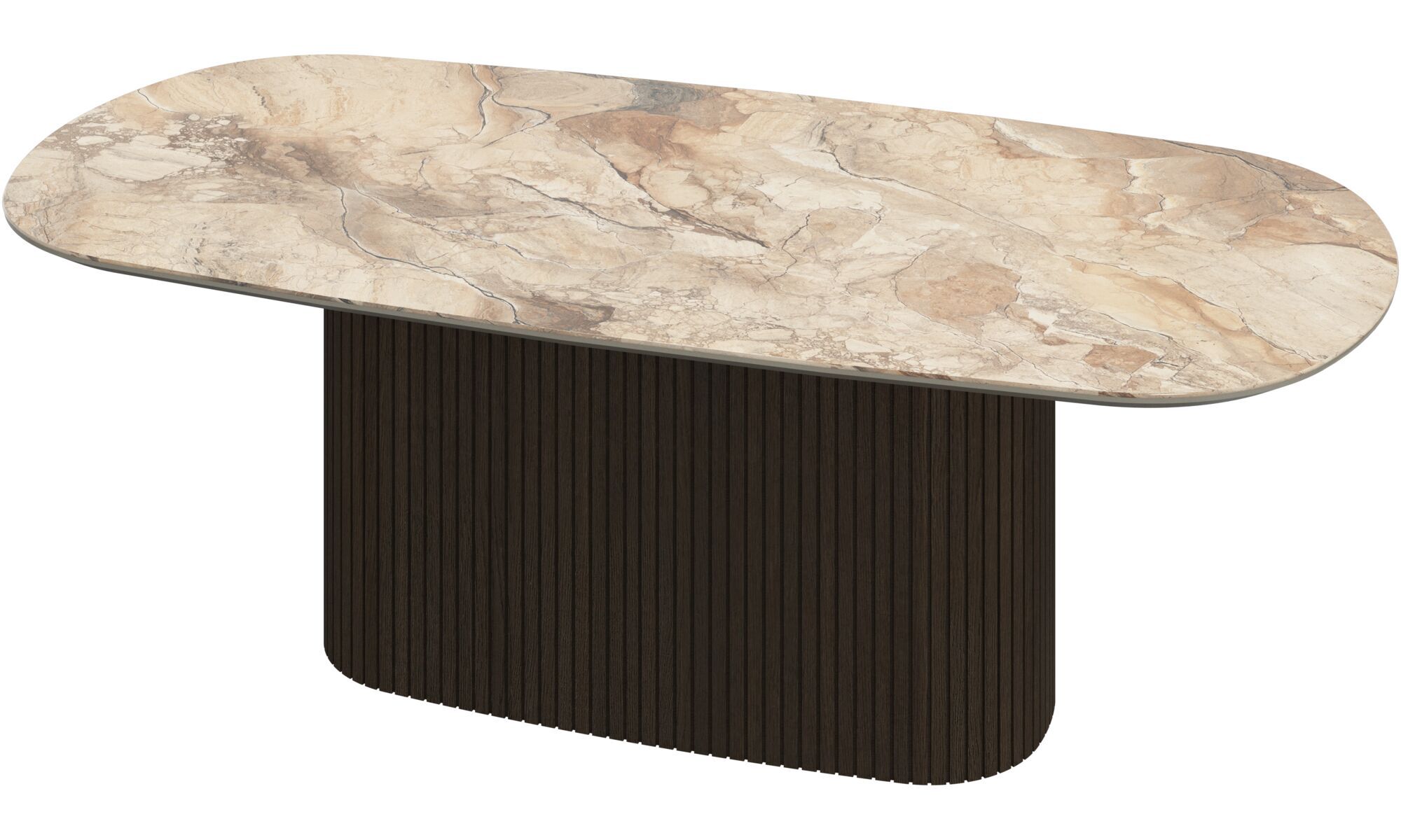 Mesa de centro Santiago oval pata en roble y cerámica mármol BoConcept - Beige / Roble Beige / Roble-2