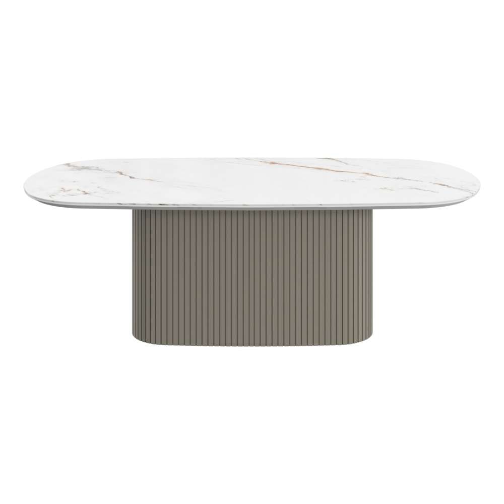 Mesa de centro Santiago oval pata en roble y cerámica mármol BoConcept - Blanco / Gris Blanco / Gris-1