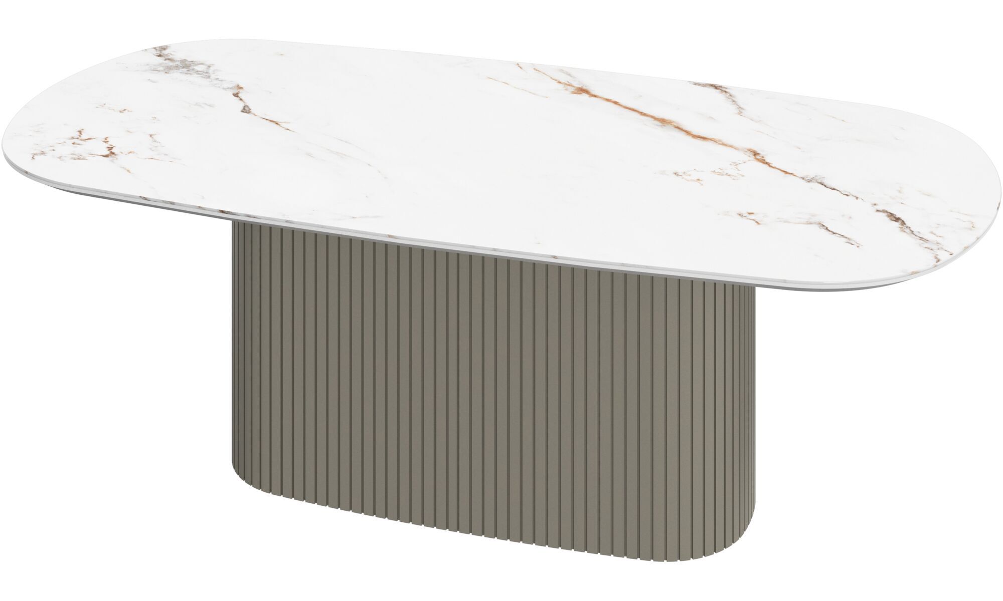 Mesa de centro Santiago oval pata en roble y cerámica mármol BoConcept - Blanco / Gris Blanco / Gris-2