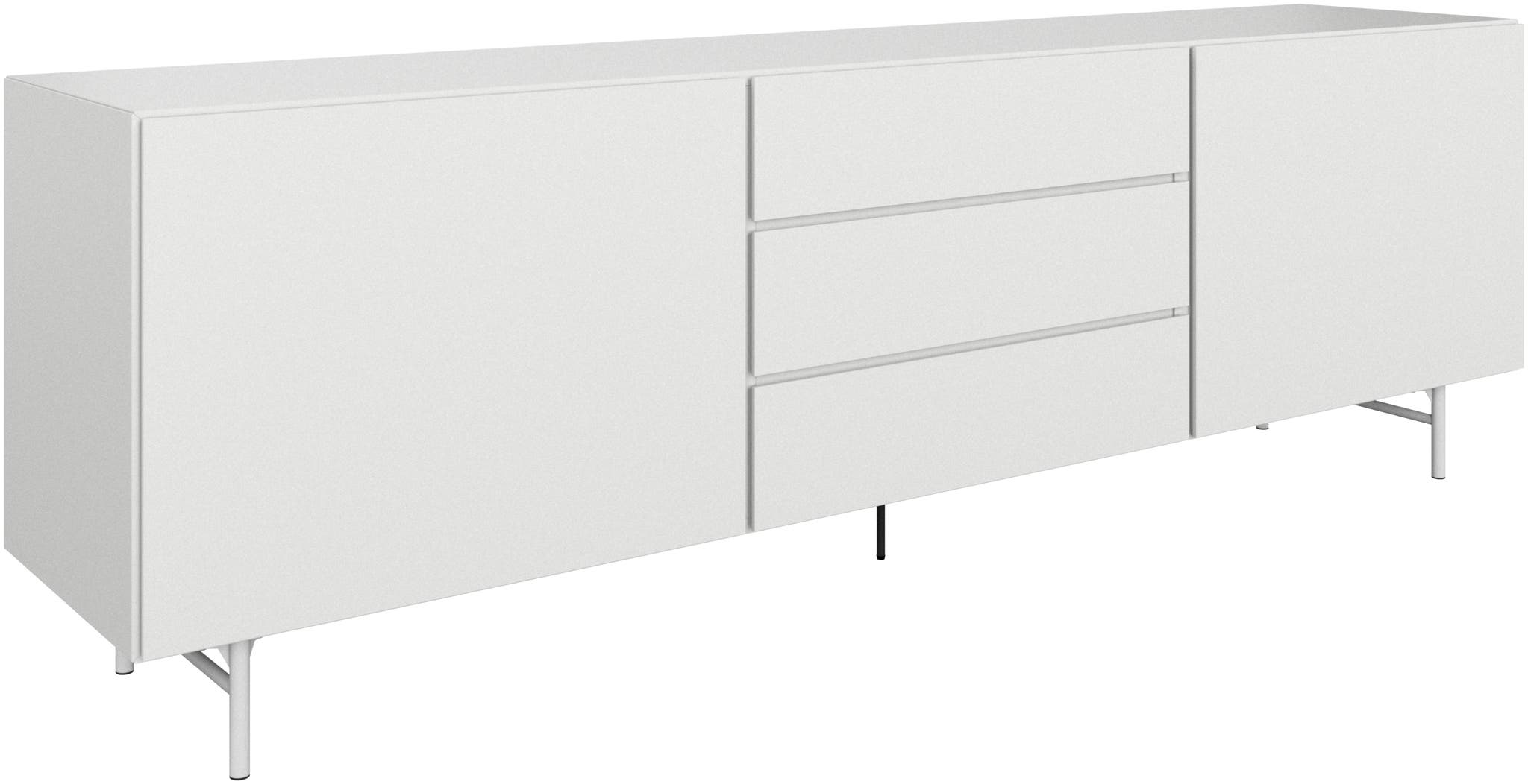 Imagen 2 de Aparador lacado de 2 puertas con 3 cajones liso Lugano grande lacado BoConcept - Blanco mate Blanco mate