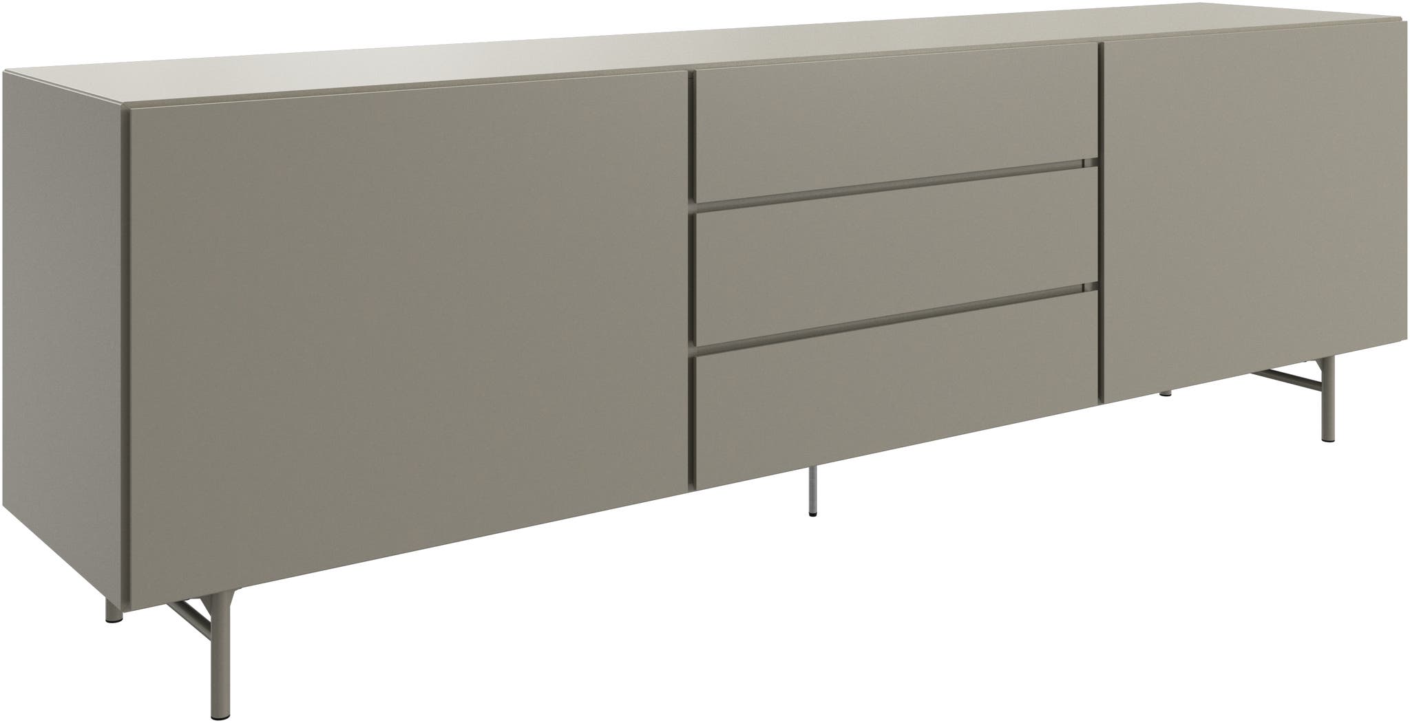 Imagen 2 de Aparador lacado de 2 puertas con 3 cajones liso Lugano grande lacado BoConcept - Gris ceniza Gris ceniza