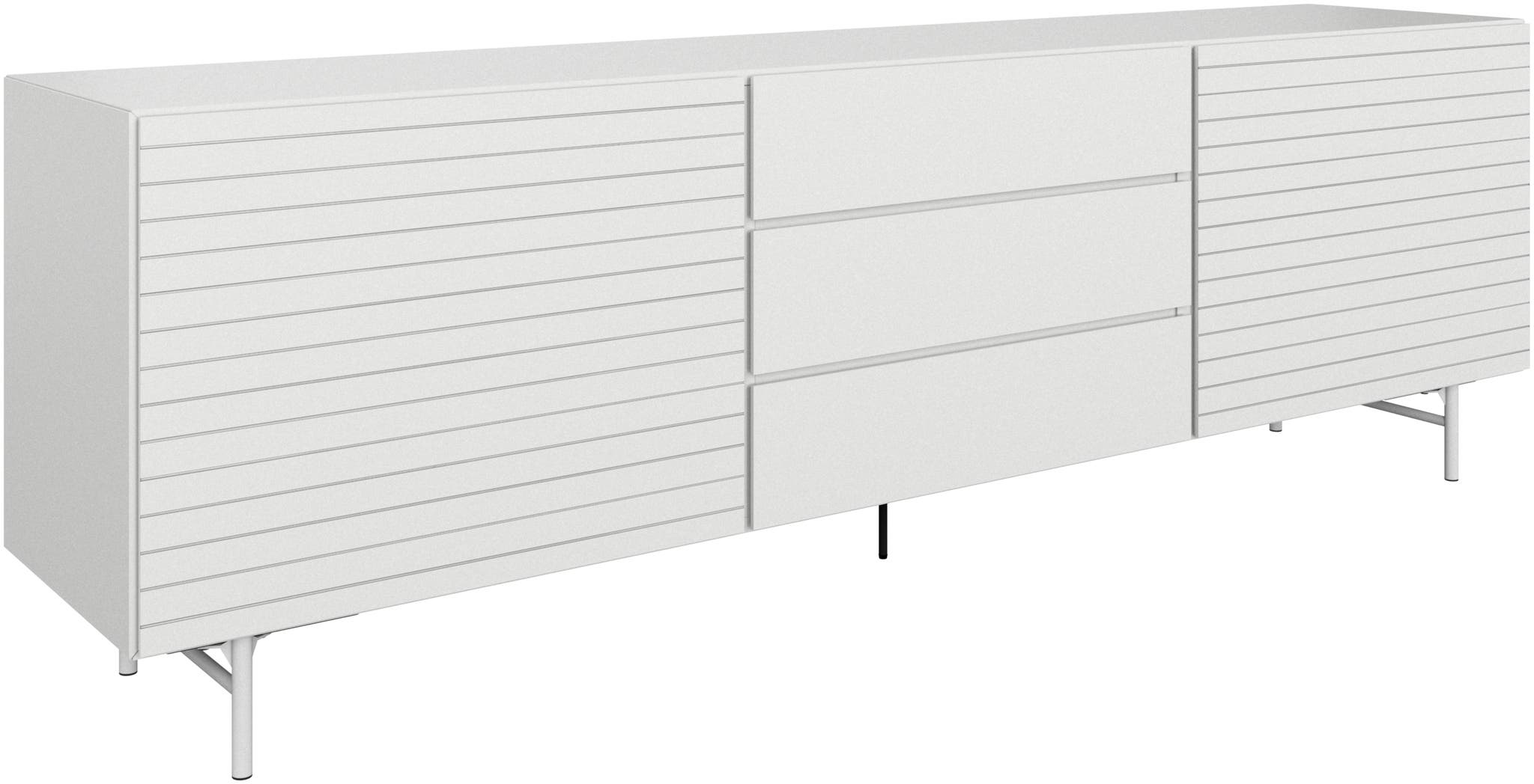 Imagen 2 de Aparador lacado frente tallado de 2 puertas con 3 cajones Lugano BoConcept - Blanco mate Blanco mate