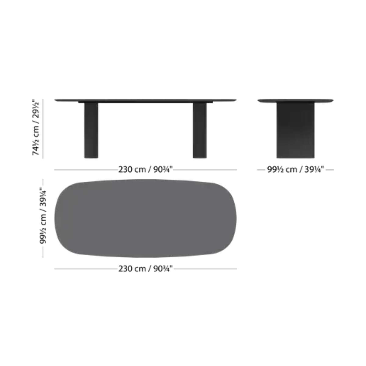 Mesa Santiago roble y cerámica BoConcept - Gris claro 180 cm Gris claro-6