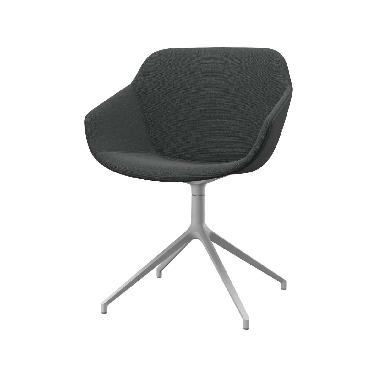 Imagen 1 de Pack de dos sillas Vienna giratoria pata blanca en tela Nani BoConcept - Gris oscuro Gris oscuro