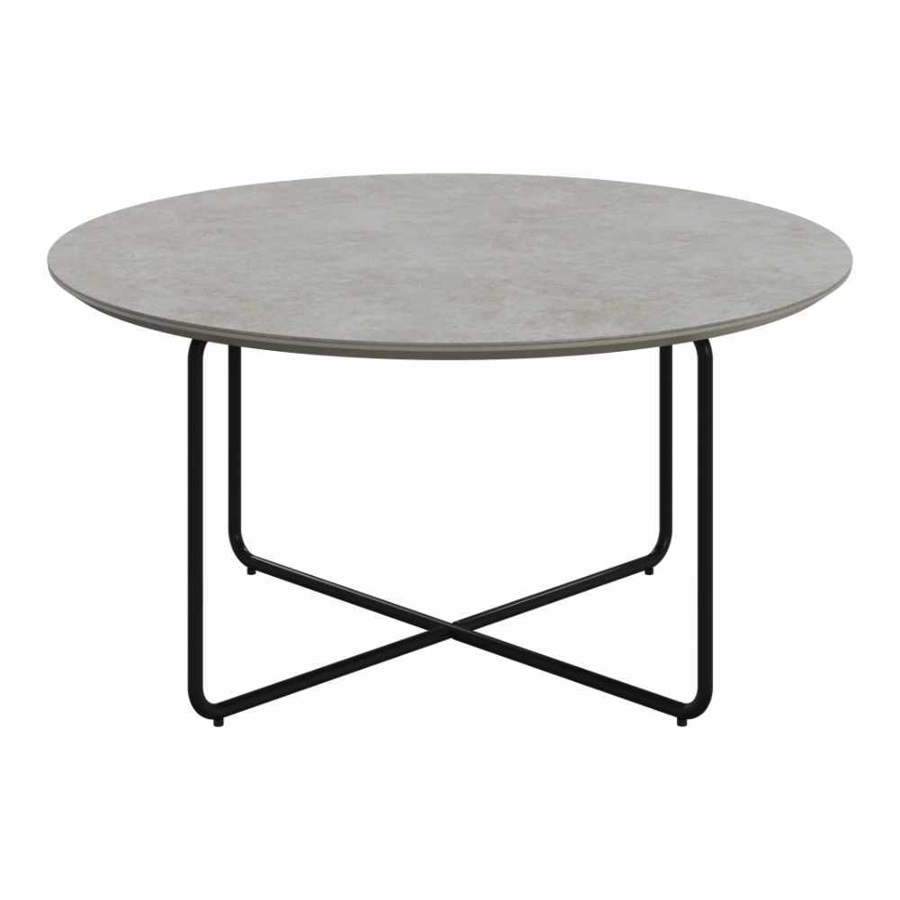 BoConcept - Mesa de centro circular con base en negro sobre en cerámica Nawabari BoConcept.