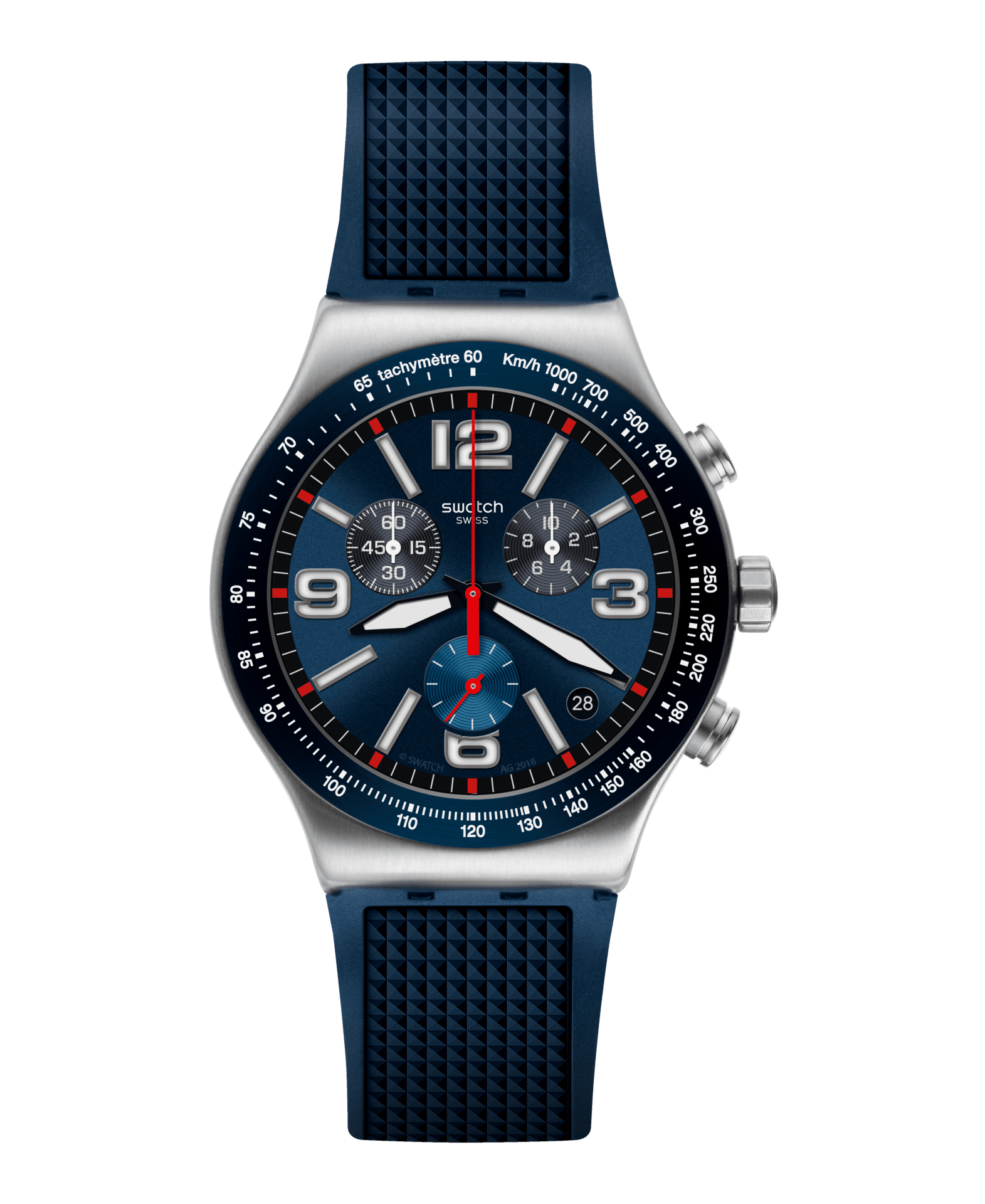 Swatch - Reloj blue grid con correa color azul de caucho.