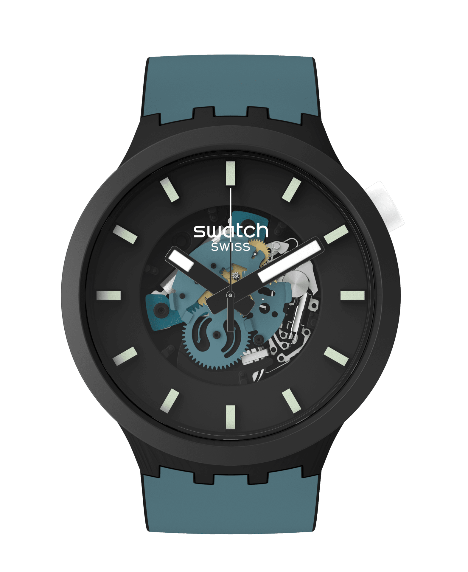 Swatch - Reloj night trip con correa color negro de silicona.