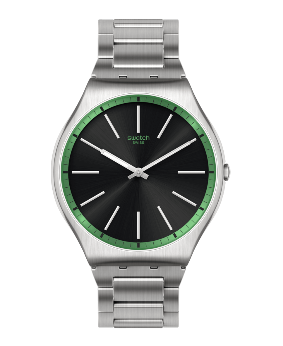 Reloj Green graphite con correa color gris de acero Gris-1