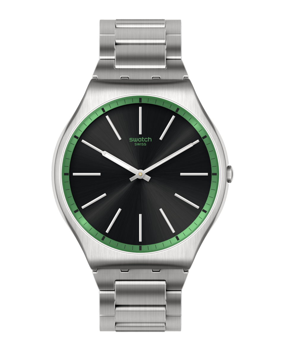 Reloj Green graphite con correa color gris de acero Gris-2