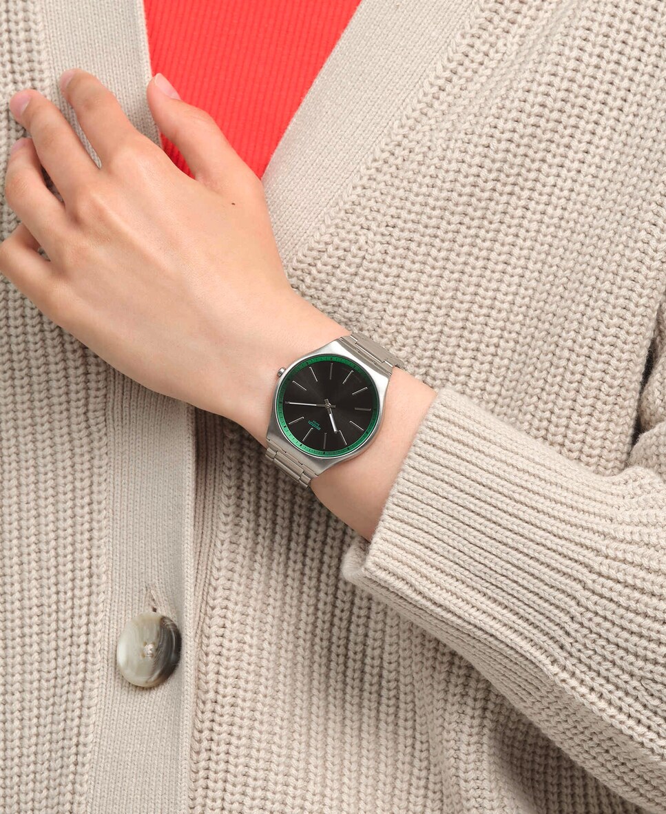 Reloj Green graphite con correa color gris de acero Gris-3