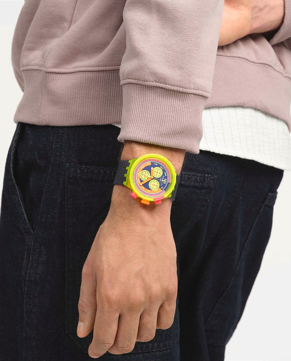 Reloj swatch unisex neon to the max con correa de silicona - Azul Azul-3