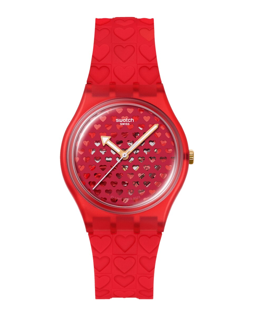 Imagen 2 de Reloj analógico swatch unisex love in scarlet con correa de silicona - Rojo Rojo