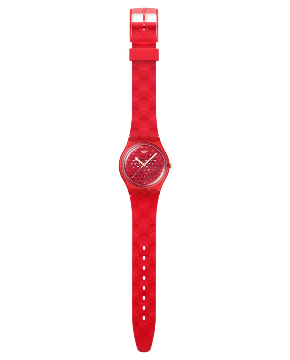 Imagen 3 de Reloj analógico swatch unisex love in scarlet con correa de silicona - Rojo Rojo