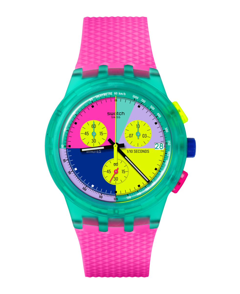 Reloj Swatch Neon Flash arrow de color rosa y material plástico