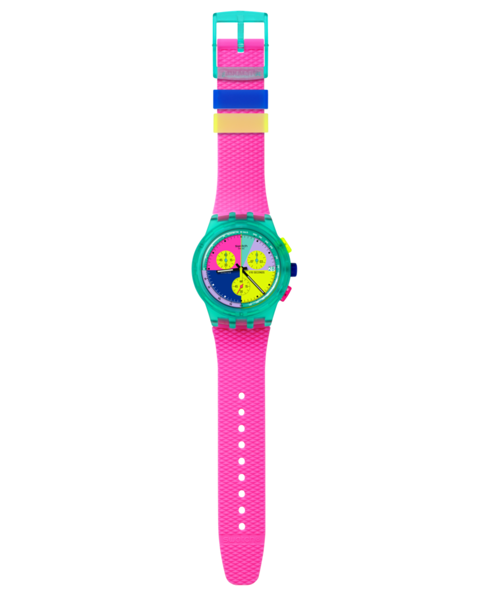 Reloj Swatch Neon Flash arrow de color rosa y material plástico