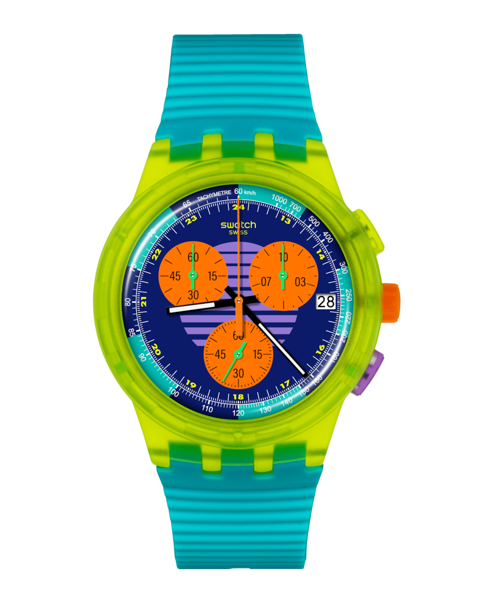 Reloj Swach Neon Wave de color azul y material plástico · Swatch
