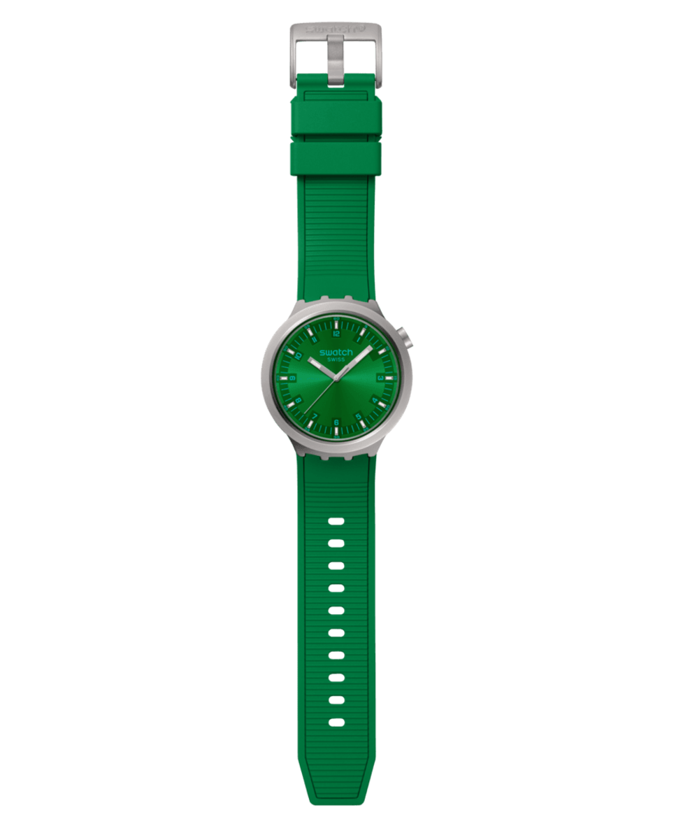 Reloj unisex Swatch Forest Face de color verde y correa de caucho Verde-2