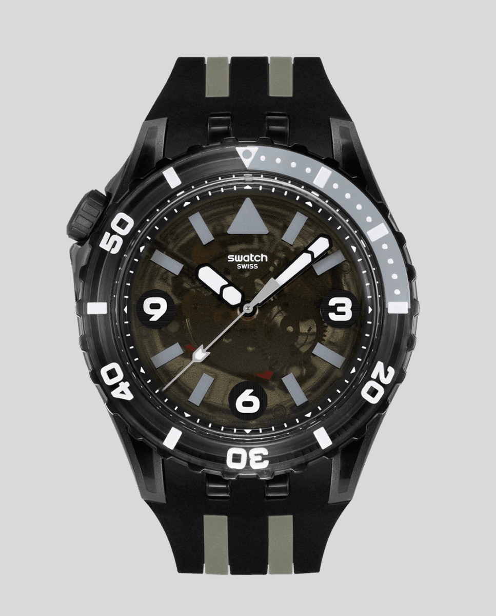 Imagen 1 de Reloj unisex swatch black sea nettle con correa de silicona color negro - Gris Gris
