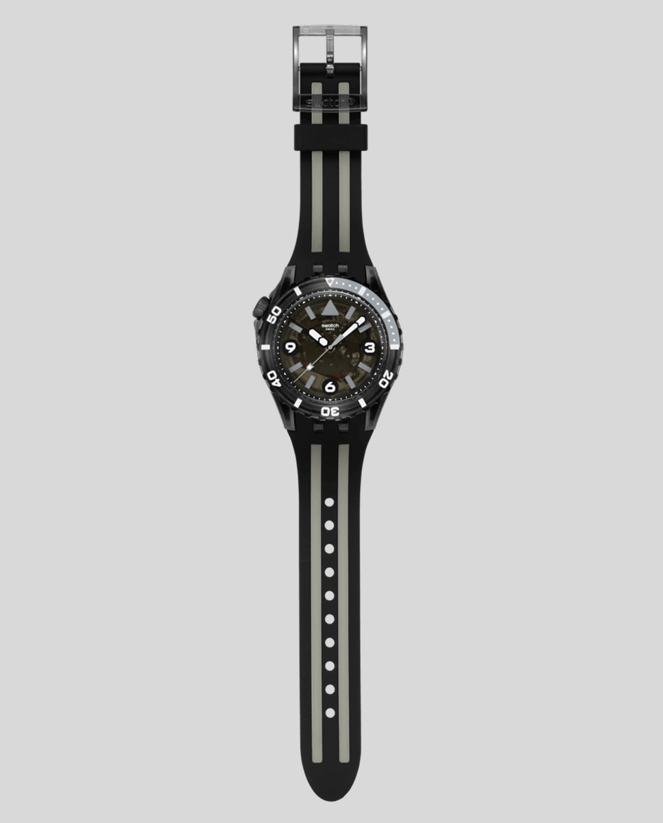 Imagen 3 de Reloj unisex swatch black sea nettle con correa de silicona color negro - Gris Gris