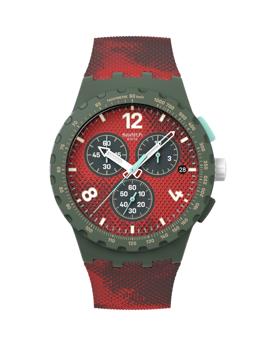 Imagen 0 de Reloj swatch unisexcrimson foliage con correa de silicona Verde