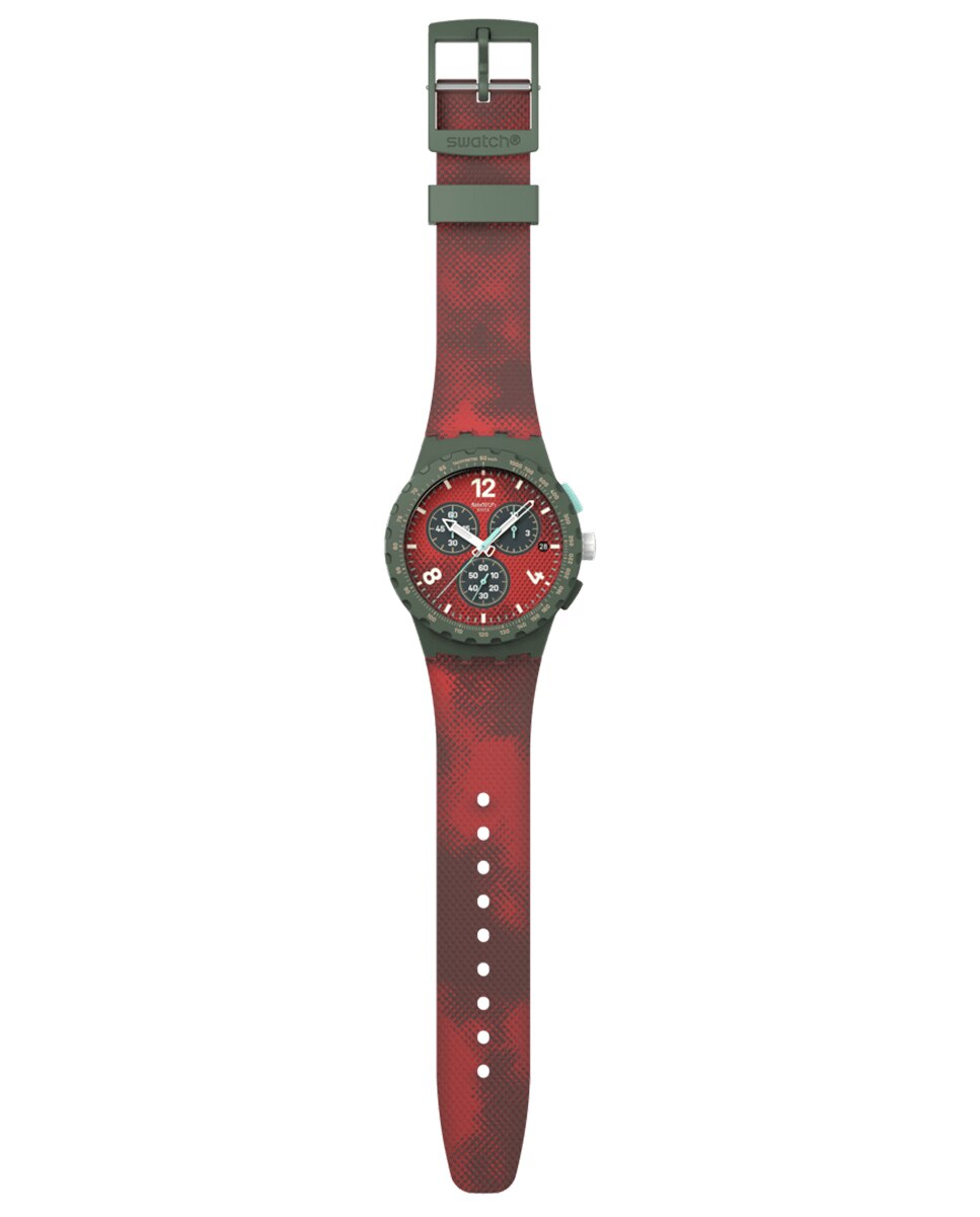 Reloj swatch unisexcrimson foliage con correa de silicona - Verde Verde-3
