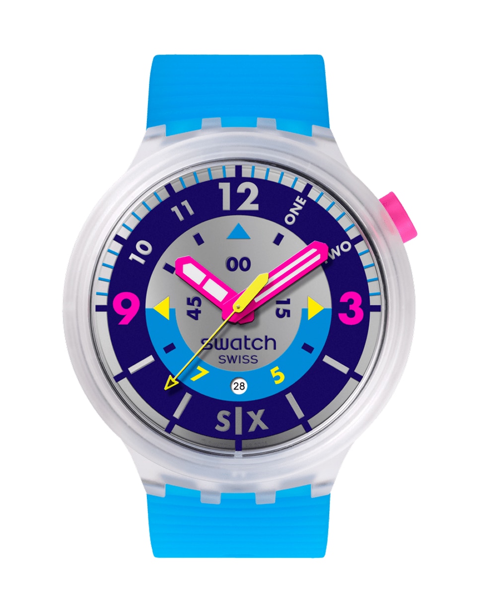 Imagen 0 de Reloj unisex swatch neon hielo con correa de silicona azul Multicolor