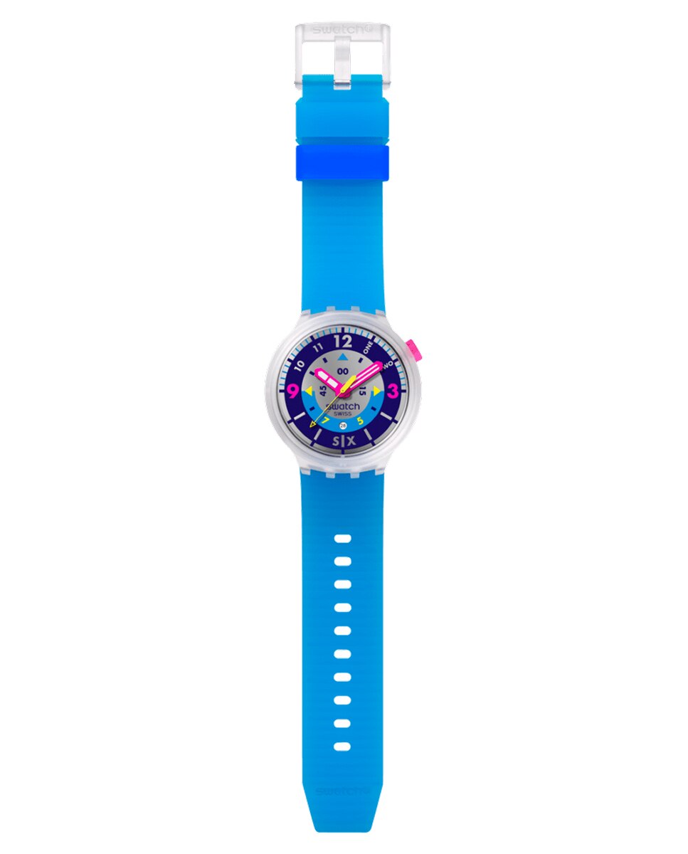 Reloj unisex swatch neon hielo con correa de silicona azul - Multicolor Multicolor-3