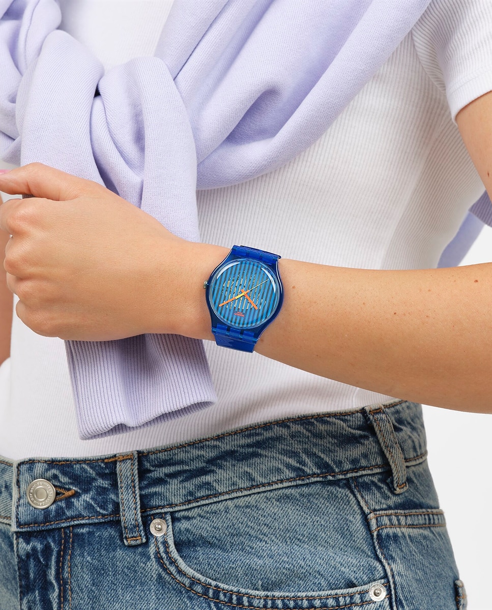 Reloj swatch brilliantly blue con correa de silicona - Azul Azul-3
