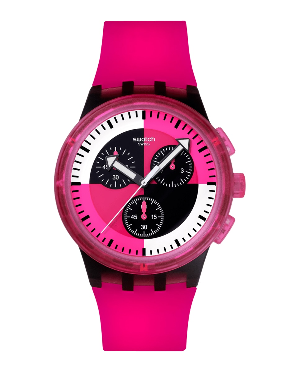 Imagen 0 de Reloj swatch fuchsia lines con correa de silicona Negro