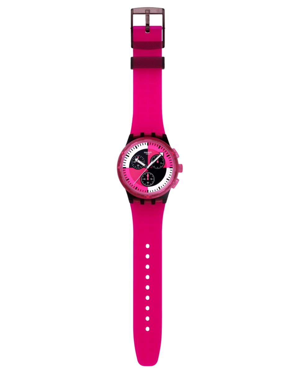 Reloj swatch fuchsia lines con correa de silicona - Negro Negro-2