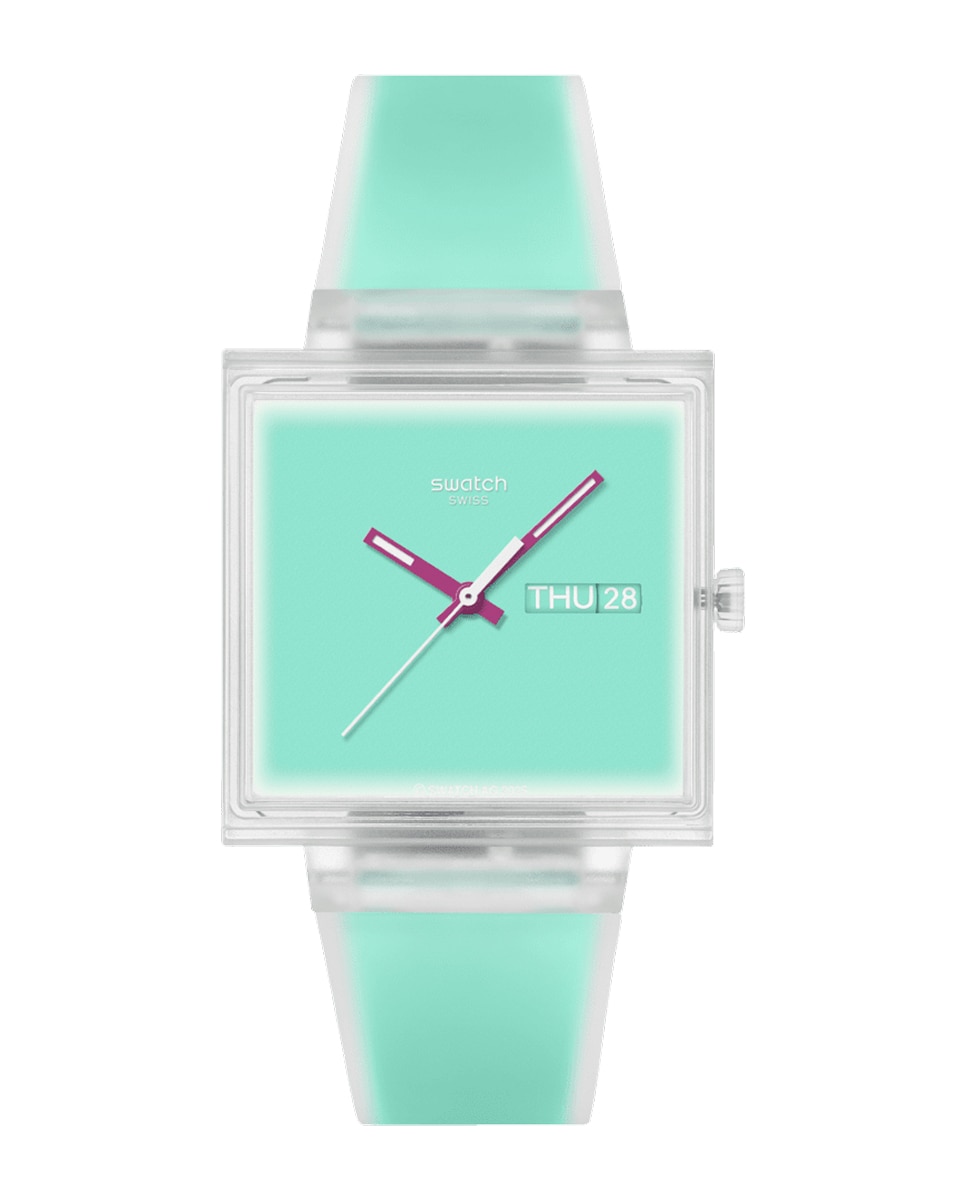 Imagen 0 de Reloj swatch what if…see thru mint? con correa de silicona. Verde