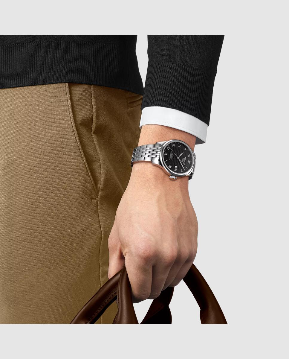 Reloj de hombre tissot le locle automático de acero y esfera negra - Plata Plata-2