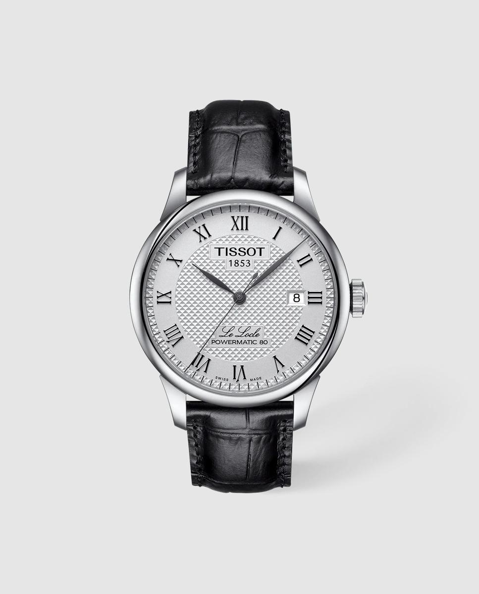 Imagen 0 de Reloj de hombre tissot le locle automático de piel y esfera plata Negro